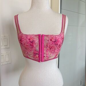 For Love And Lemons Fuchsia Floral Lace Bralette